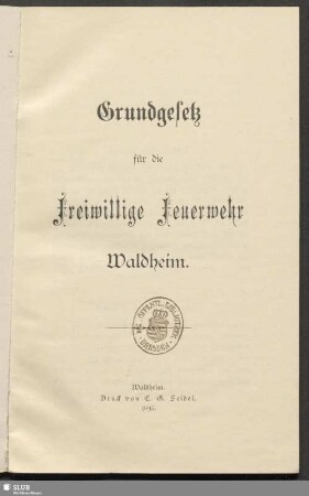Grundgesetz für die Freiwillige Feuerwehr Waldheim
