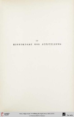 IV. Konkordanz der Aufstellung