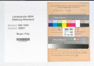 Entnazifizierung Fritz De Bruen, geb. 17.02.1900 (Metzger)