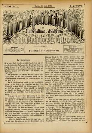 7. Lief. Nr. 2. Berlin, 10. Juli 1874. 2. Jahrgang.