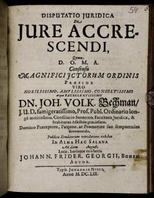 Disputatio Iuridica De Iure Accrescendi