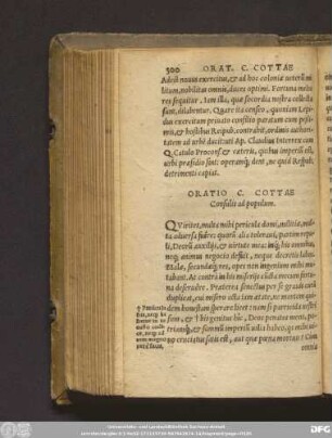 Oratio C. Cottae Consulis ad populum.