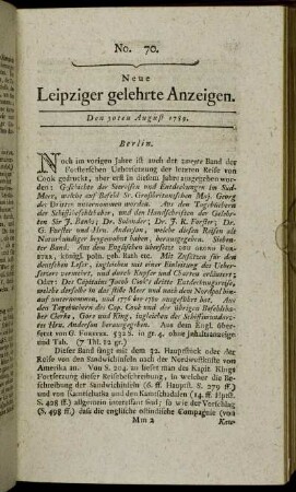 No. 70. Den 30ten August 1789.