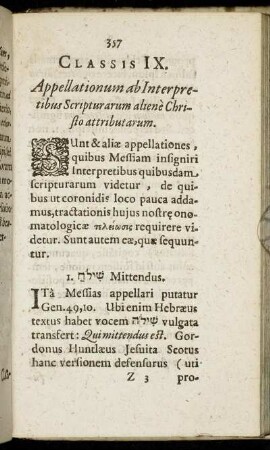 Classis IX. Appellationum ab Interpretibus Scripturarum aliene Christo attributarum