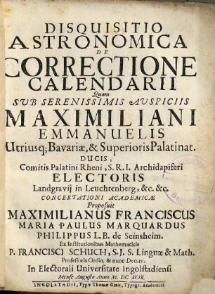 Disquisitio Astronomica De Correctione Calendarii