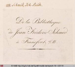 Exlibris des Joh. Friedr. Schmid