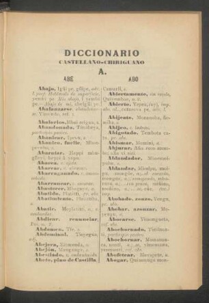 Diccionario Castellano-Chiriguano