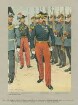 franz., General Ducrot beim Abschreiten der Ehrenkompanie Pioniere mit präsentiertem Gewehr eines badischen Regimentes anlässl. bei Manöver errichtete Rheinbrücke (Ponton), Begleitung Oberst von Weiler, badischer Militärattaché, Kommandant Baron Lion