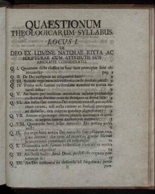 Quaestionum Theologicarum Syllabus.