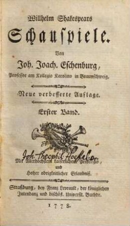 Willhelm Shakespears Schauspiele, 1. [Der Sturm. Ein Sommernachtstraum]