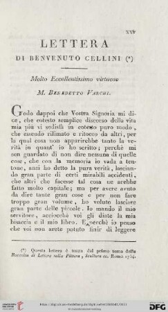 Lettera Di Benvenuto Cellini