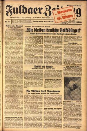 Ausgabe vom Samstag, den 30. Juli 1938.