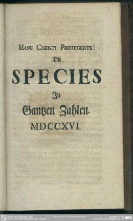Die Species In Gantzen Zahlen