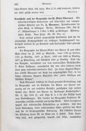 442-443 [Rezension] Marquart, Joseph, Ērānšahr nach der Geographie des Ps. Moses Xorenac'i