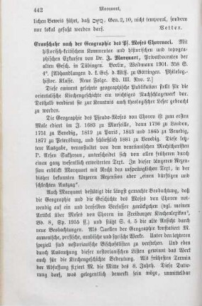 442-443 [Rezension] Marquart, Joseph, Ērānšahr nach der Geographie des Ps. Moses Xorenac'i