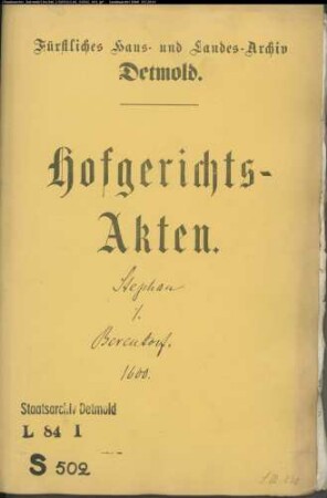 Stephan, Bartold, Rektor zu Horn gegen Bernd Berentrup (Beerentrup) - Land bei Horn