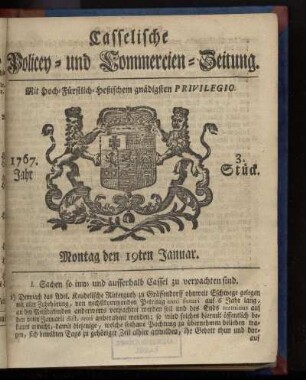 3. Stueck, Montag den 19ten Januar 1767
