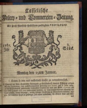 3. Stueck, Montag den 19ten Januar 1767