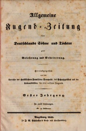 Allgemeine Jugendzeitung : für Deutschlands Söhne und Töchter zur Belehrung und Erheiterung, 1840
