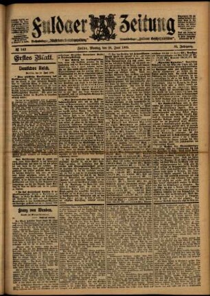 Erste Ausgabe vom Montag, den 26. Juni 1905.