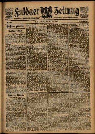 Erste Ausgabe vom Montag, den 26. Juni 1905.