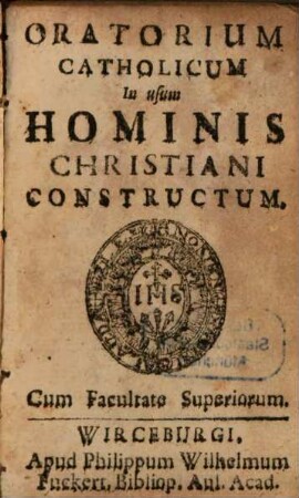 Oratorium Catholicum In usum Hominis Christiani Constructum