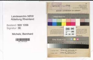 Entnazifizierung Bernhard Michels , geb. 04.11.1901 (Ingenieur)