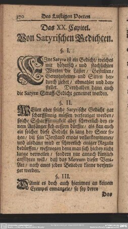 Das XX. Capitel, Von Satyrischen Gedichten