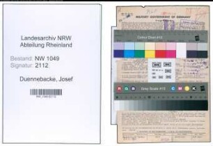 Entnazifizierung Josef Duennebacke , geb. 17.03.1902 (Baumeister)