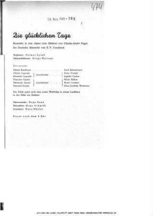 Die glücklichen Tage