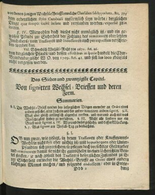 Das Sieben und zwantzigste Capitel. Von signirten Wechsel-Brieffen und deren Form.