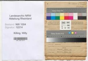 Entnazifizierung Willy Killing , geb. 02.12.1914 (Polizeianwaerter)