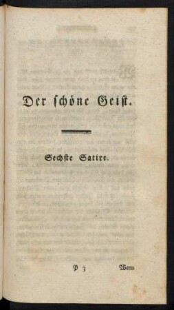 Der schöne Geist. Sechste Satire.