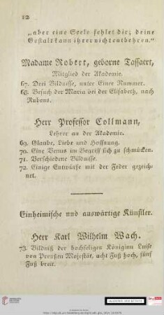 Einheimische und auswärtige Künstler