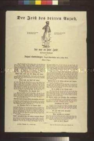 Satirisches Flugblatt: Der Jeist des dritten Aujust (Aujust Buddelmeyer); undatiert