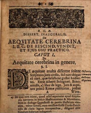 Dissertatio Juridica Inauguralis, De Aeqvitate Cerebrina L. II. C. De Rescind. Vendit. Et Ejus Usu Practico