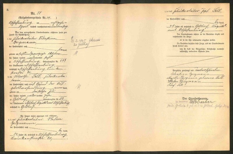 Standesamtsbuch der Stadt Aschaffenburg: Eheschließungen 252/1930 - 130/1931