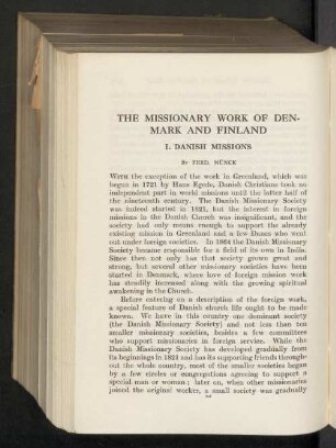 The missionary work of Denmark and Finland. I. Danish missions