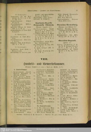 VIII. Handels- und Gewerbekammer
