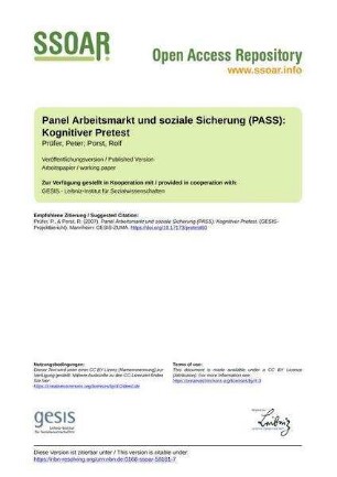 Panel Arbeitsmarkt und soziale Sicherung (PASS): Kognitiver Pretest
