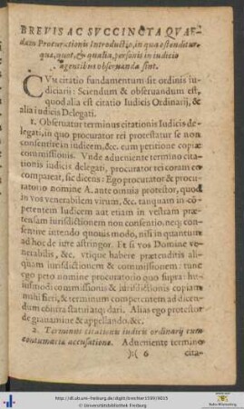 Brevis Ac Succincta Quaedam Procurationis Introductio
