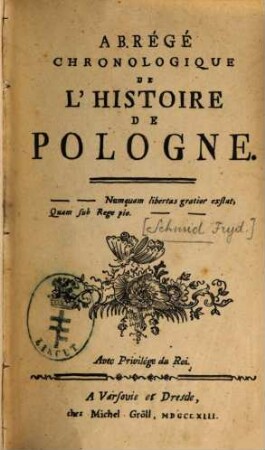 Abrégé chronologique de l'histoire de Pologne