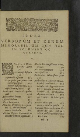 Index Verborum et Rerum Memorabilium