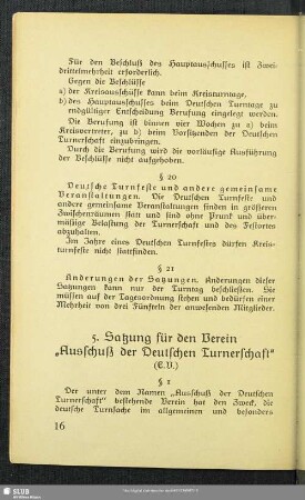 5. Satzung für den Verein "Ausschuß der Deutschen Turnerschaft" (E. V.)