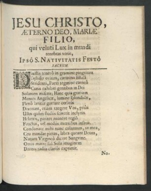 Jesu Christo, Aeterno Deo, Mariae Filio ...