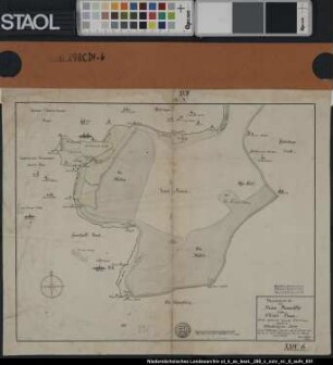 Delineation des neuen Anwachses beim Ellenserdamm, Grenze zwischen Oldenburg und Jever Maßstab: ca 1:90.000 Vermesser/Zeichner: C. F. von Asseln