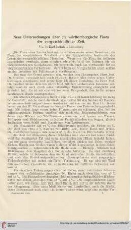 Neue Untersuchungen über die württembergische Flora der vorgeschichtlichen Zeit