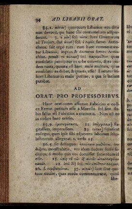 Ad Orat. Pro Professoribus - Ad Orationem VIII. quae in edit. Morelli sexta est perperam. Ad Monodiam Super Casu Nicomediae