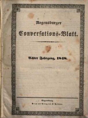Regensburger Conversations-Blatt, 1848