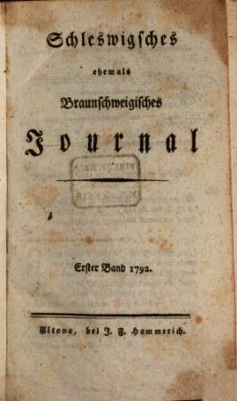 Schleswigsches Journal. 1792,1, 1792,1
